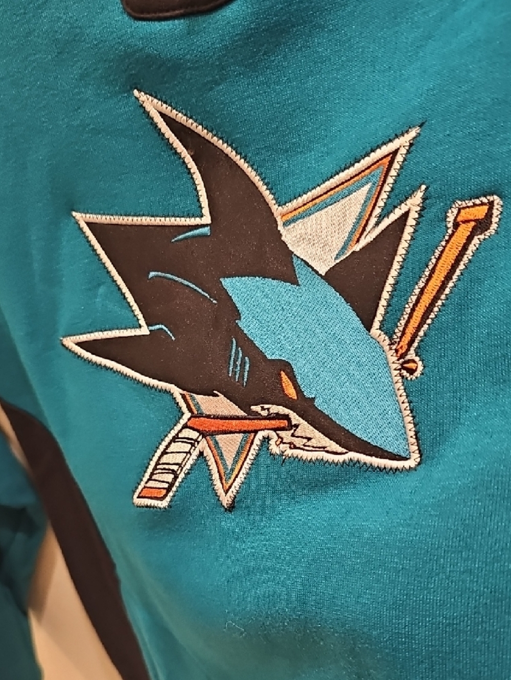 Women's Teal & Black Hockey Lace-Up Hoodie with Sharks Logo - Picture 5 of 9